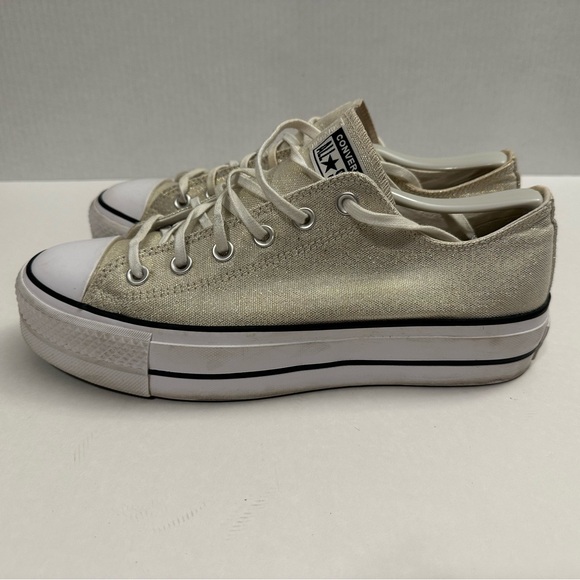 Converse CTAS LIFT PLATFORM OX Gold/Black/White '568630C' Women's Size 10 - Picture 3 of 14